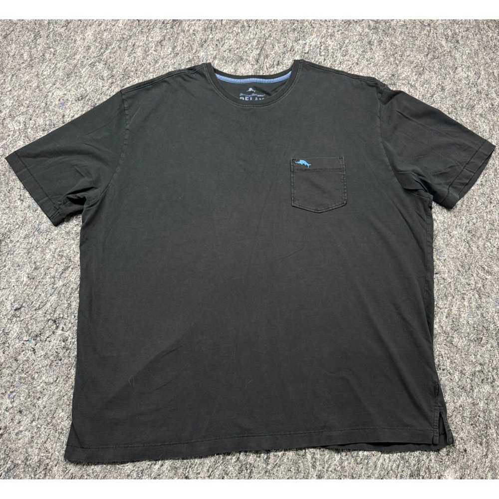 Tommy Bahama Relax Mens‎ XXL Black Pima Cotton Pocket T-Shirt Marlin Logo Tee